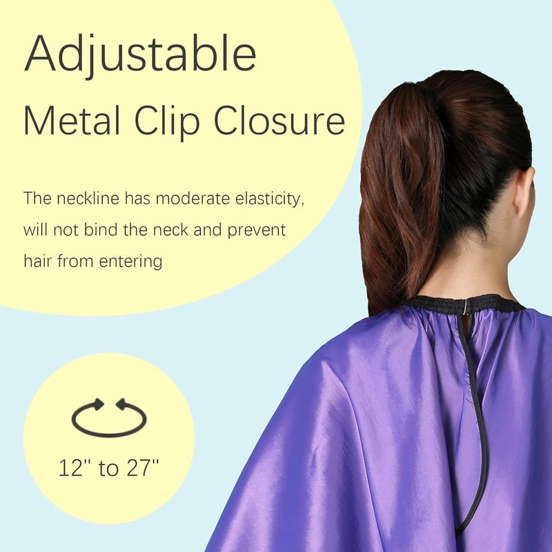 Iusmnur Barber Cape, Professional Hair Salon Cape with Adjustable Metal Clip, Shampoo Hair Cutting Cape for Barbers and Stylists - 55 x 63 inches (Purple) - Image 4
